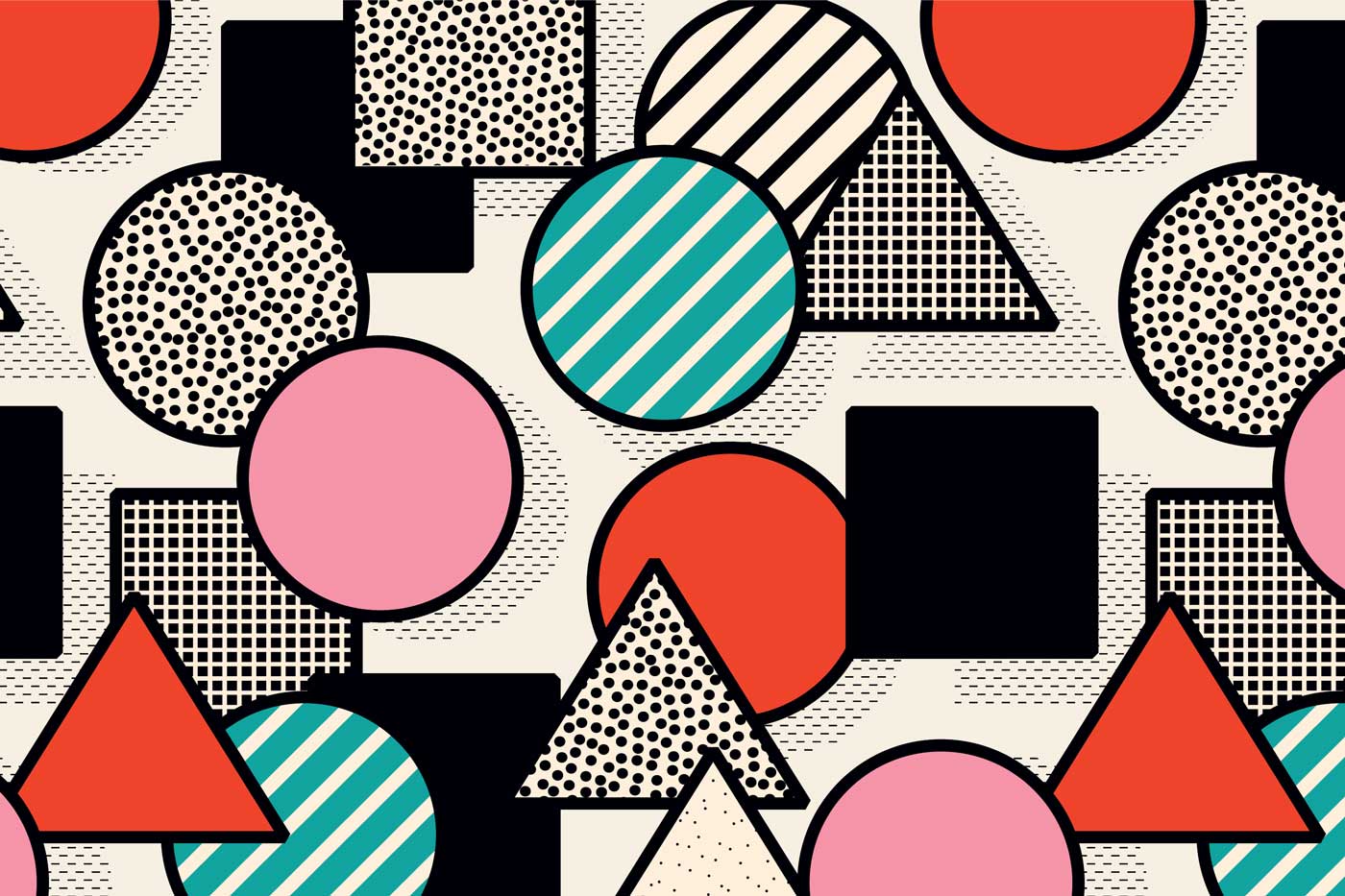 Memphis Shapes 3 Wall Mural-Wall Mural-Eazywallz