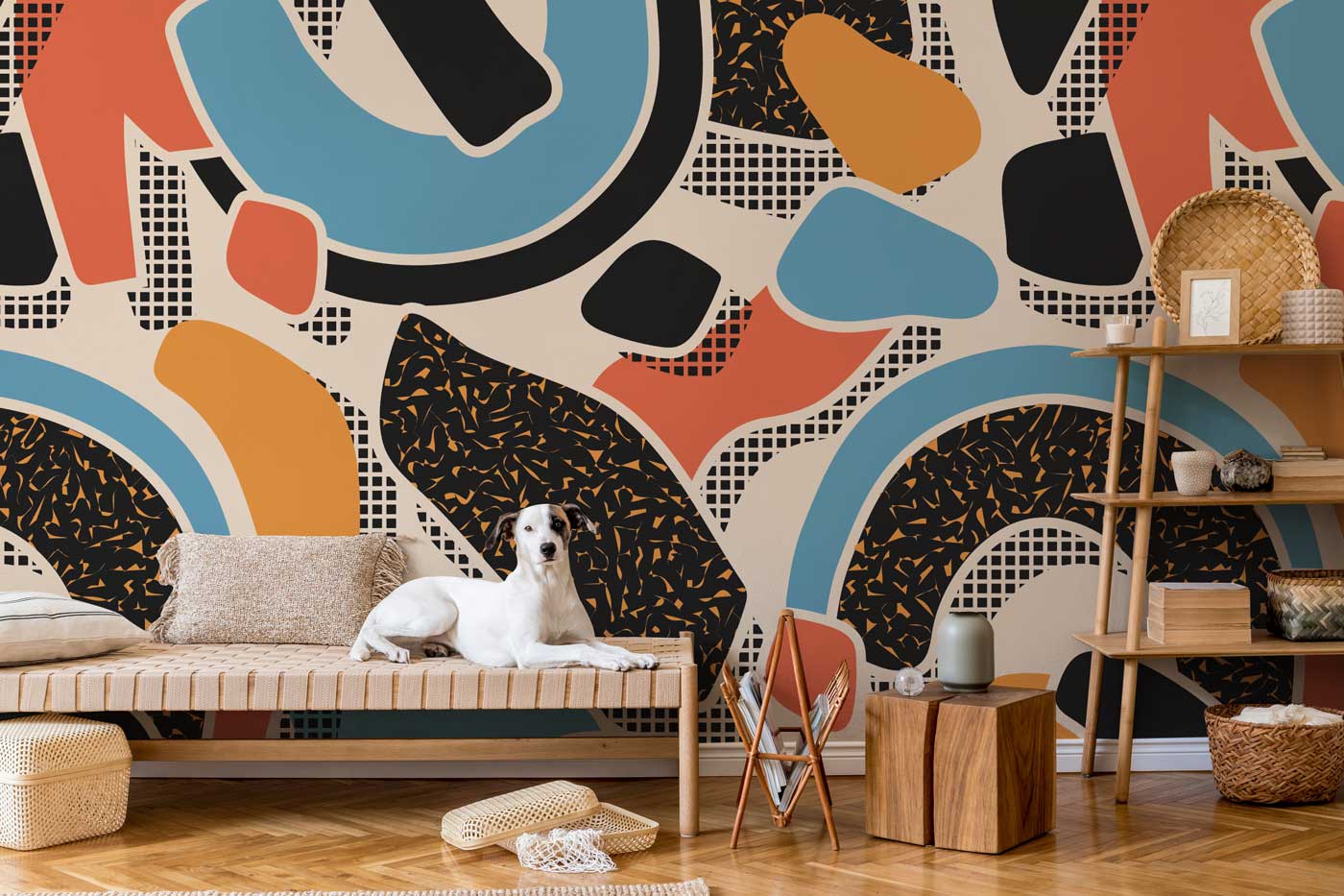 Memphis Shapes Wall Mural | Abstract Wallpaper | Eazywallz
