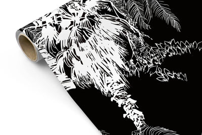 Midnight Black Jungle Toile #268-Repeat Pattern Wallpaper-Eazywallz
