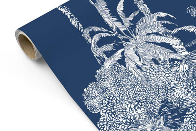 Midnight Blue Jungle Toile #267-Repeat Pattern Wallpaper-Eazywallz