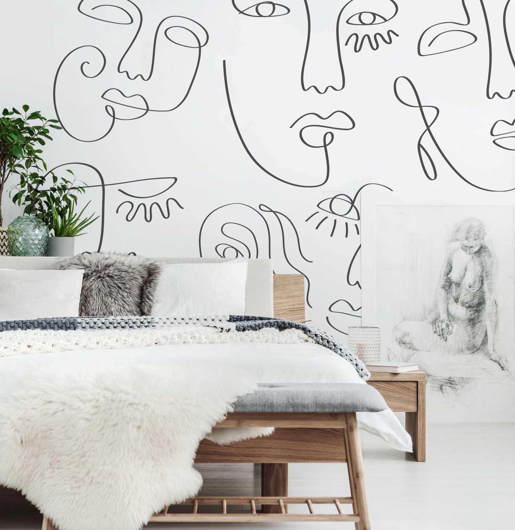 Minimal Abstract Faces Wall Mural-Wall Mural-Eazywallz