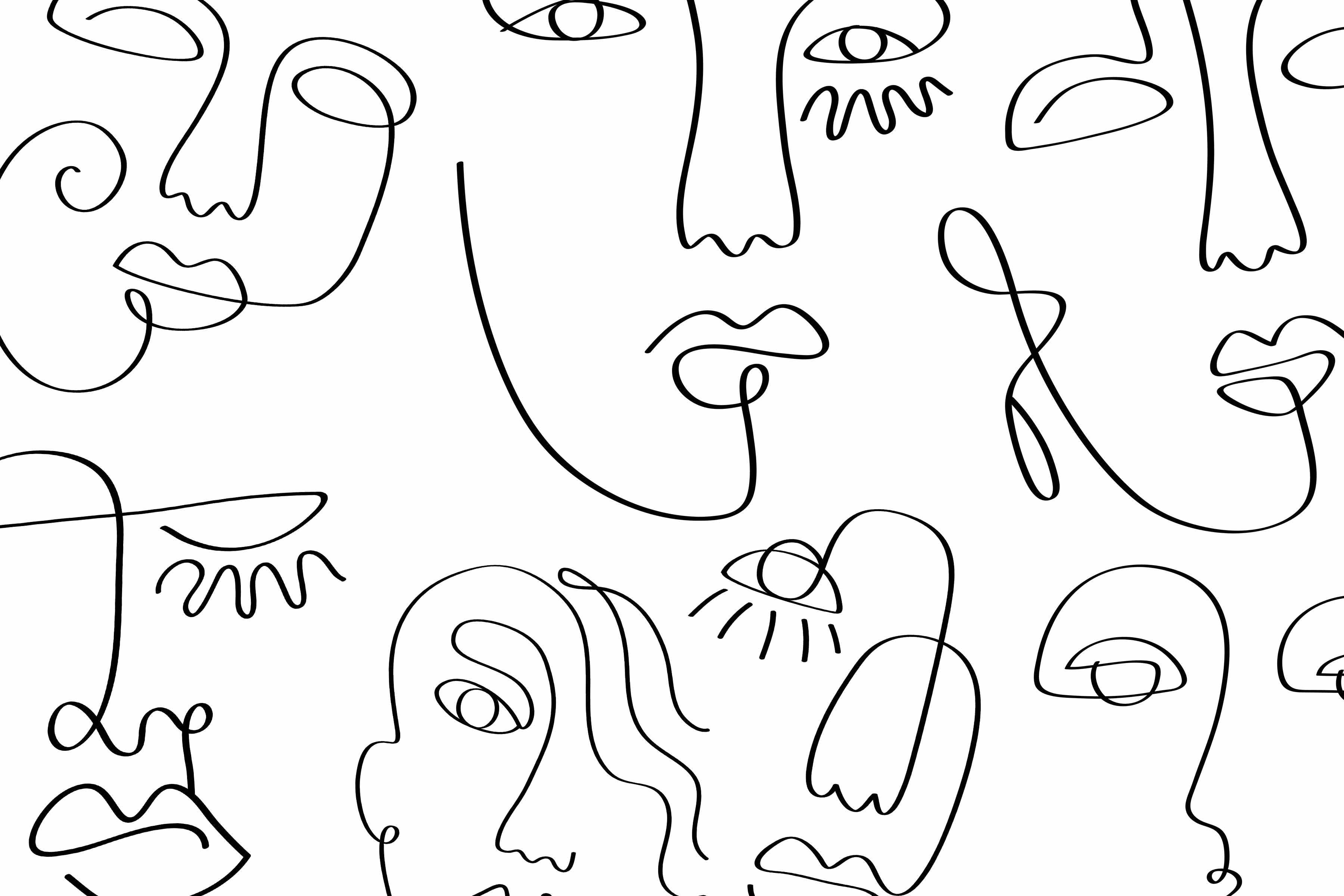 Minimal Abstract Faces Wall Mural-Wall Mural-Eazywallz