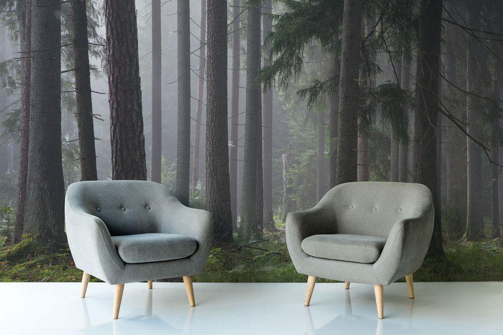 Misty Pine Forest Wallpaper Mural-Wall Mural-Eazywallz