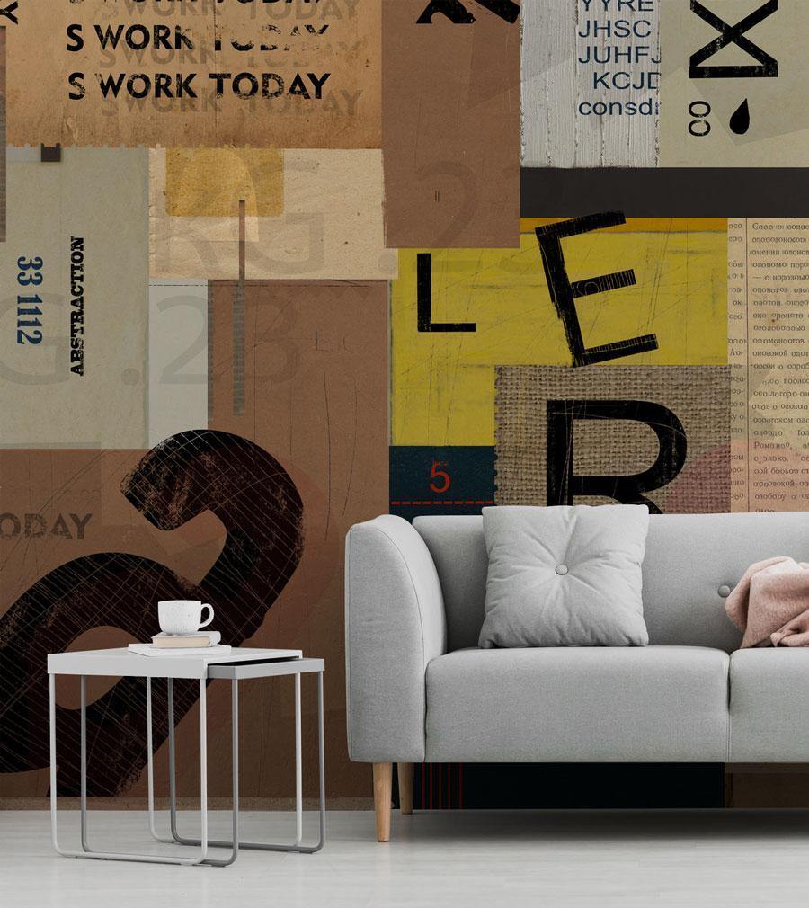 Mixed Word Collage Wallpaper Mural-Wall Mural-Eazywallz