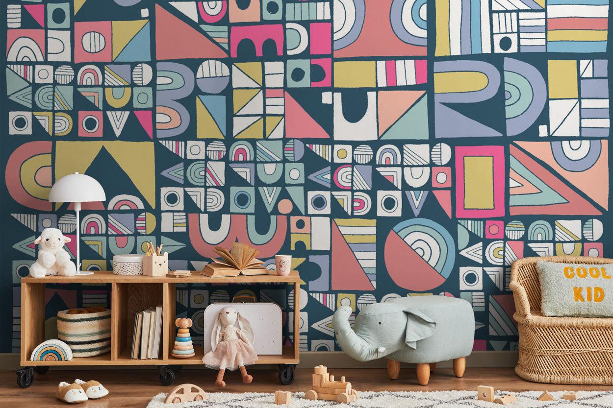 Modern Kids Geometric Wall Mural | Kids Wallpaper Murals | Eazywallz