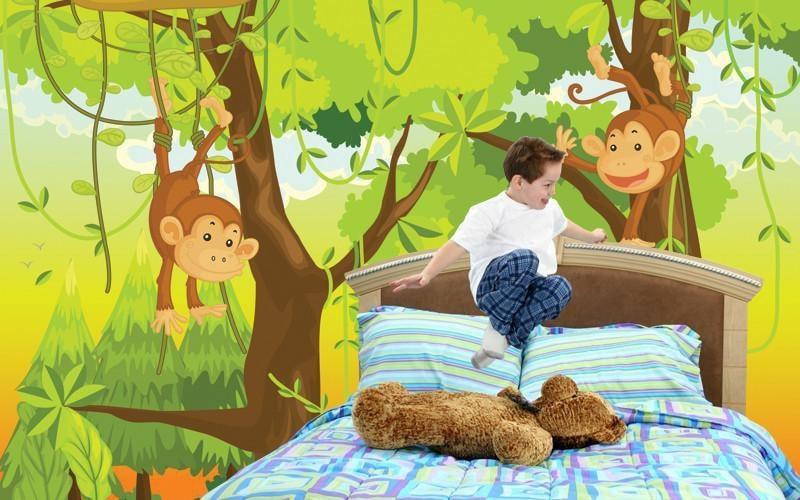 Monkeys in the jungle Wall Mural-Wall Mural-Eazywallz