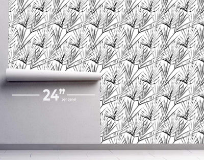 Monochrome Palm Leaves Wallpaper #387-Repeat Pattern Wallpaper-Eazywallz