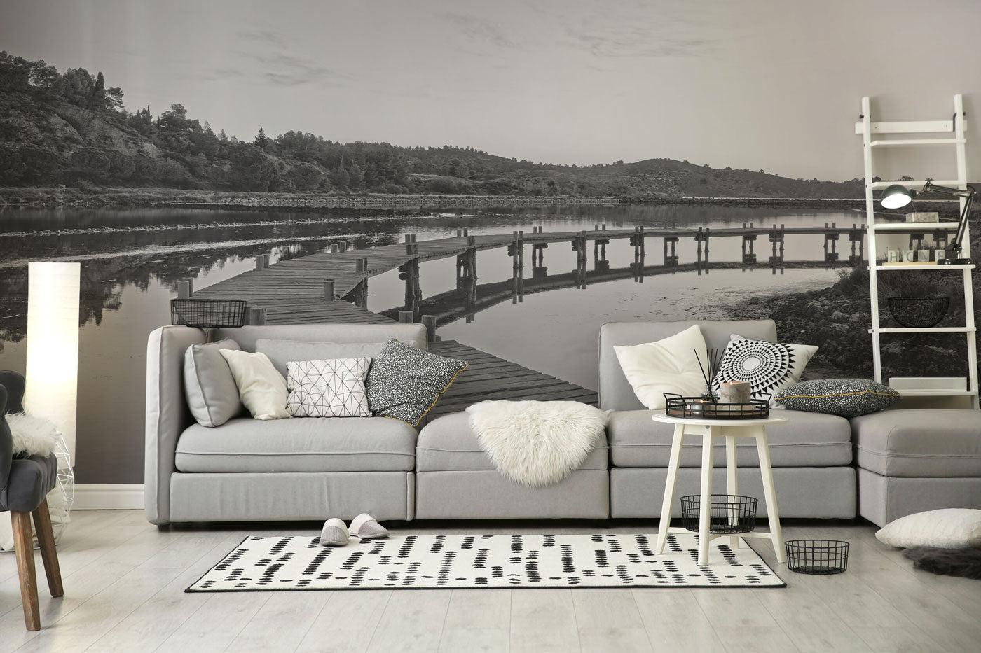 Monochrome Winding Pier Wall Mural-Wall Mural-Eazywallz