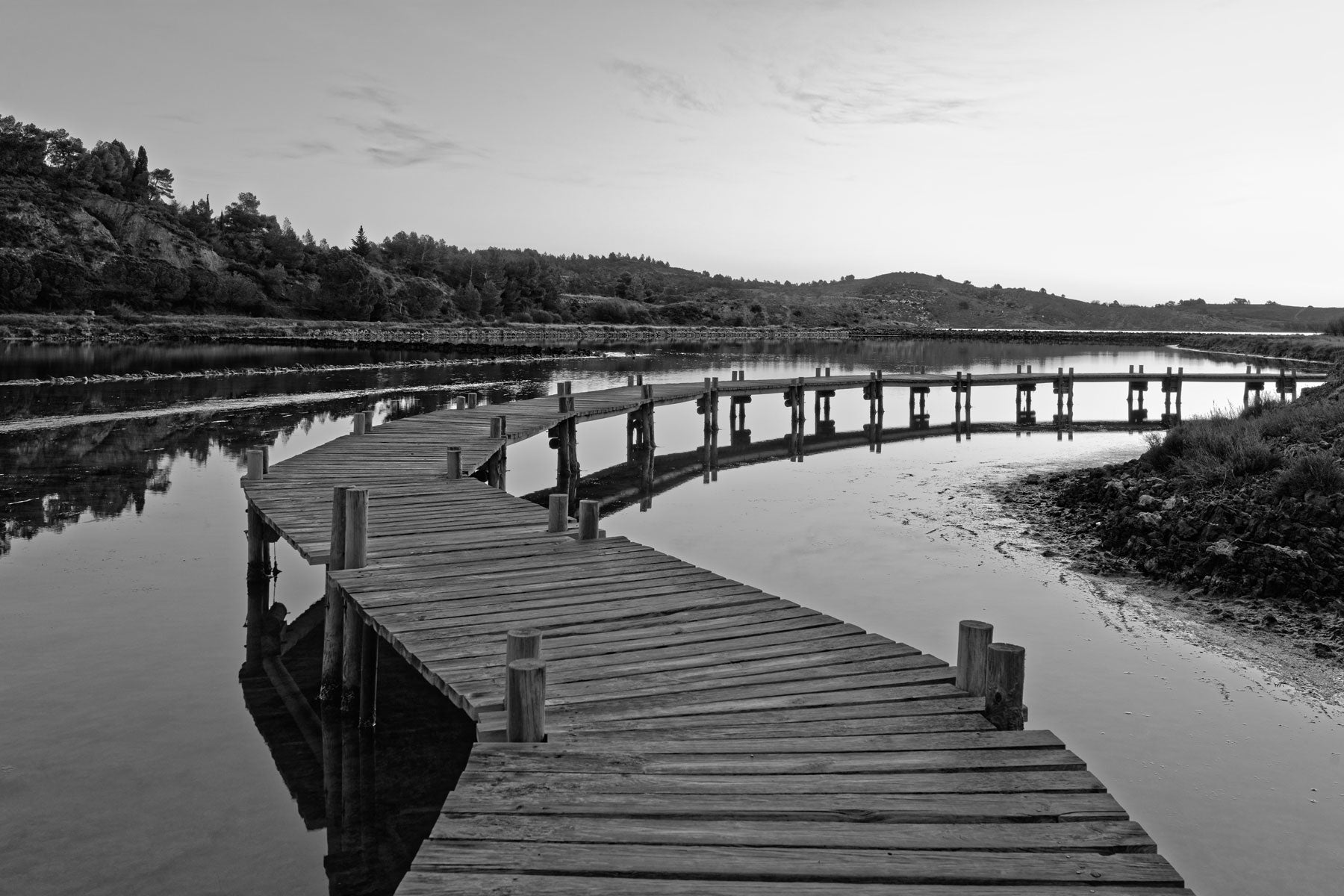 Monochrome Winding Pier Wall Mural-Wall Mural-Eazywallz