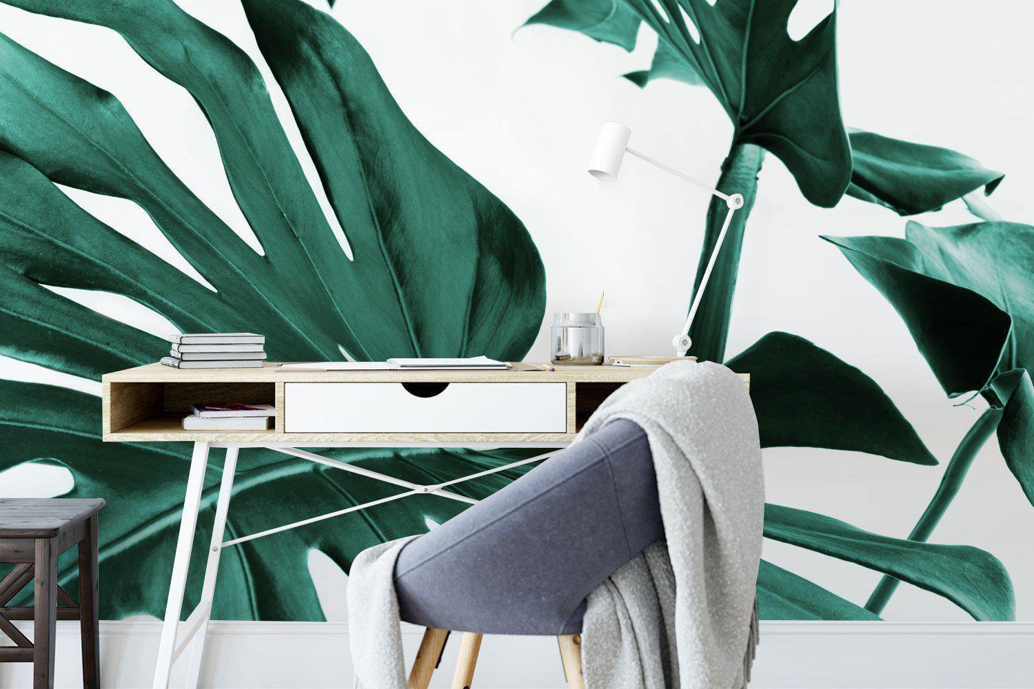 Monstera Leaves Wall Mural-Wall Mural-Eazywallz