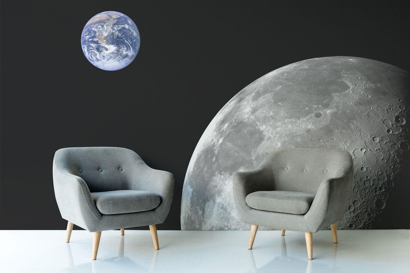 Moon and Earth Wall Mural-Wall Mural-Eazywallz