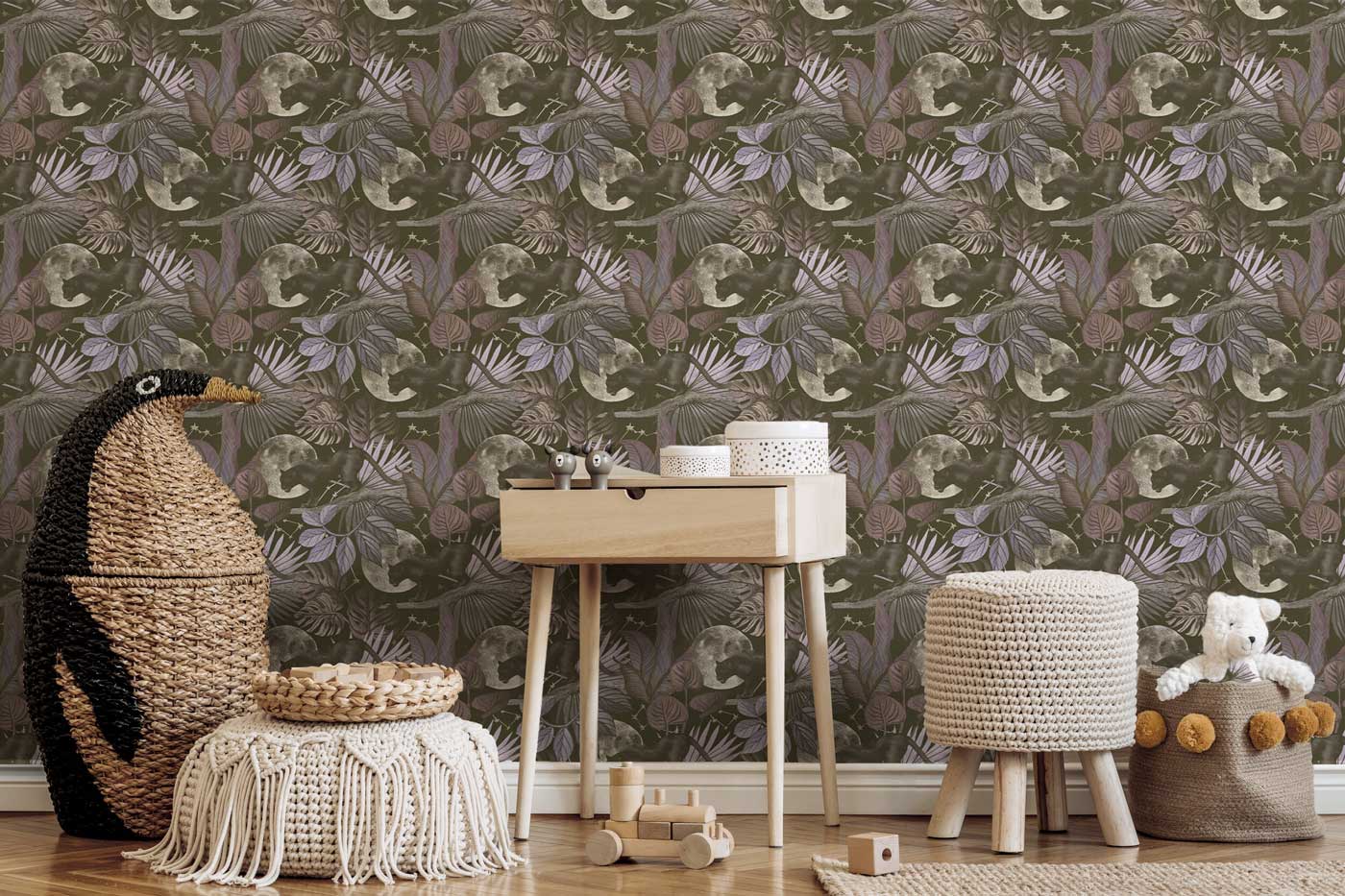 Moonlight Panther Wallpaper #481-Repeat Pattern Wallpaper-Eazywallz