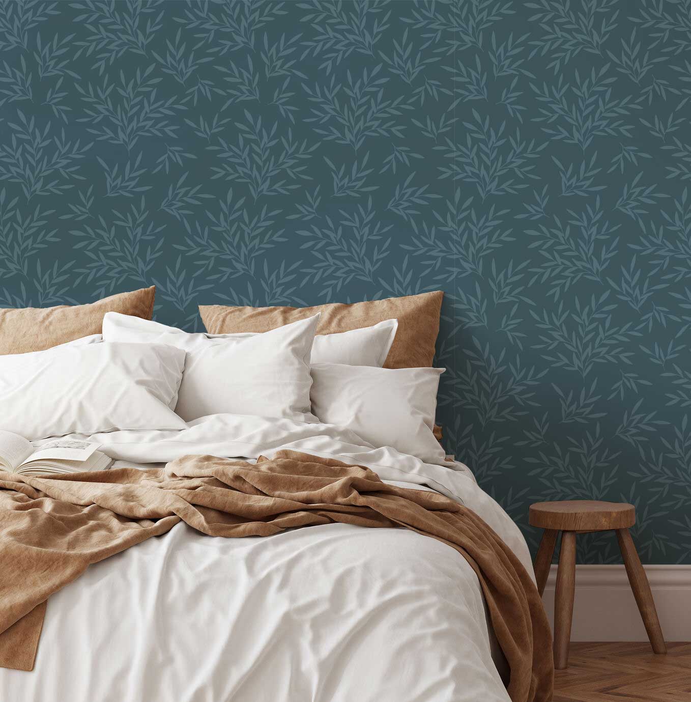 Morris Minimal Leaves Wallpaper #303-Repeat Pattern Wallpaper-Eazywallz