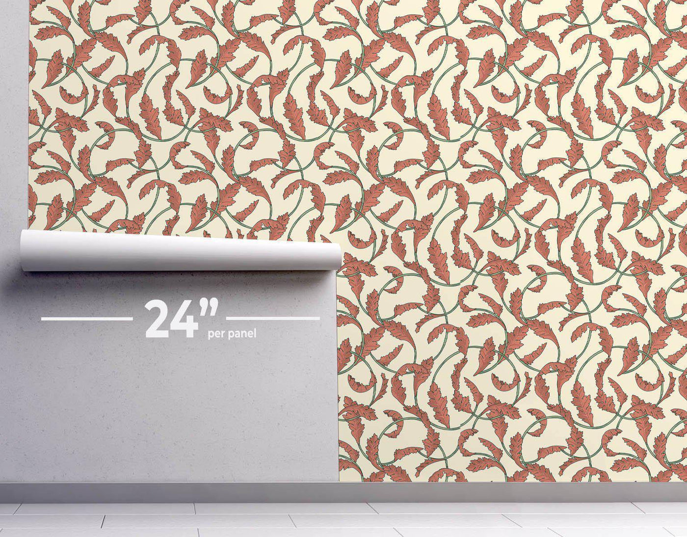 Morris Red Botanical Wallpaper #306-Repeat Pattern Wallpaper-Eazywallz