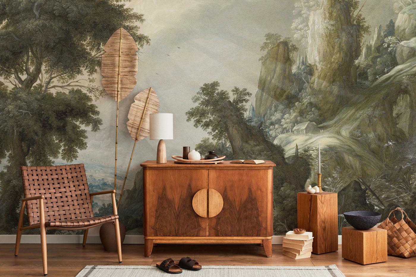 Mountain Landscape Painting Wall Mural-Wall Mural-Eazywallz