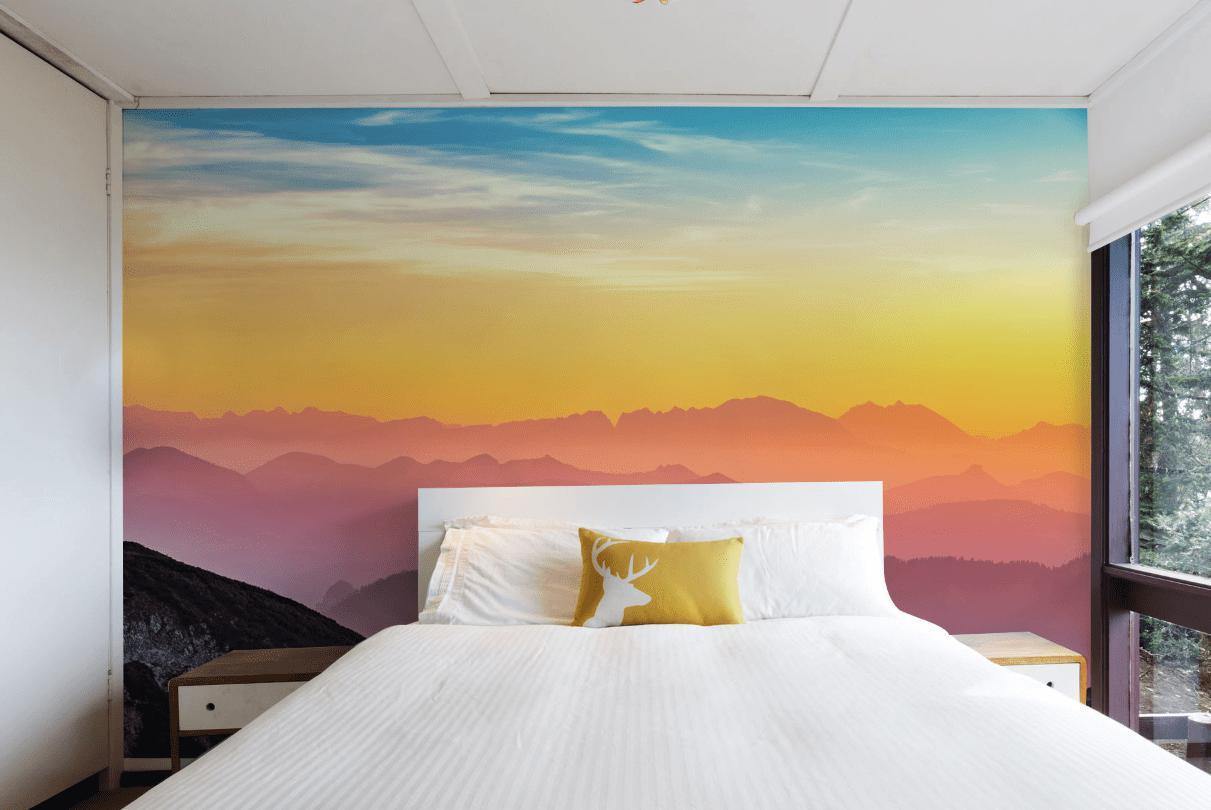 Mountain Wave Sunrise Wall Mural-Wall Mural-Eazywallz