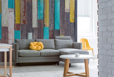 Multicoloured Planks Wallpaper Mural-Wall Mural-Eazywallz
