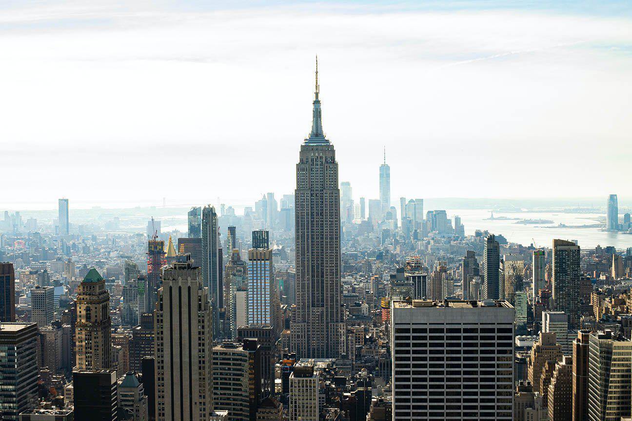 NYC under White Sky Wallpaper Mural-Wall Mural-Eazywallz