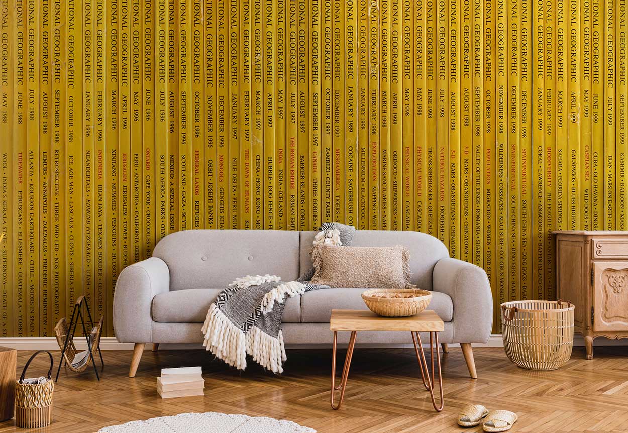 National Geographic Book Stack Mural-Wall Mural-Eazywallz