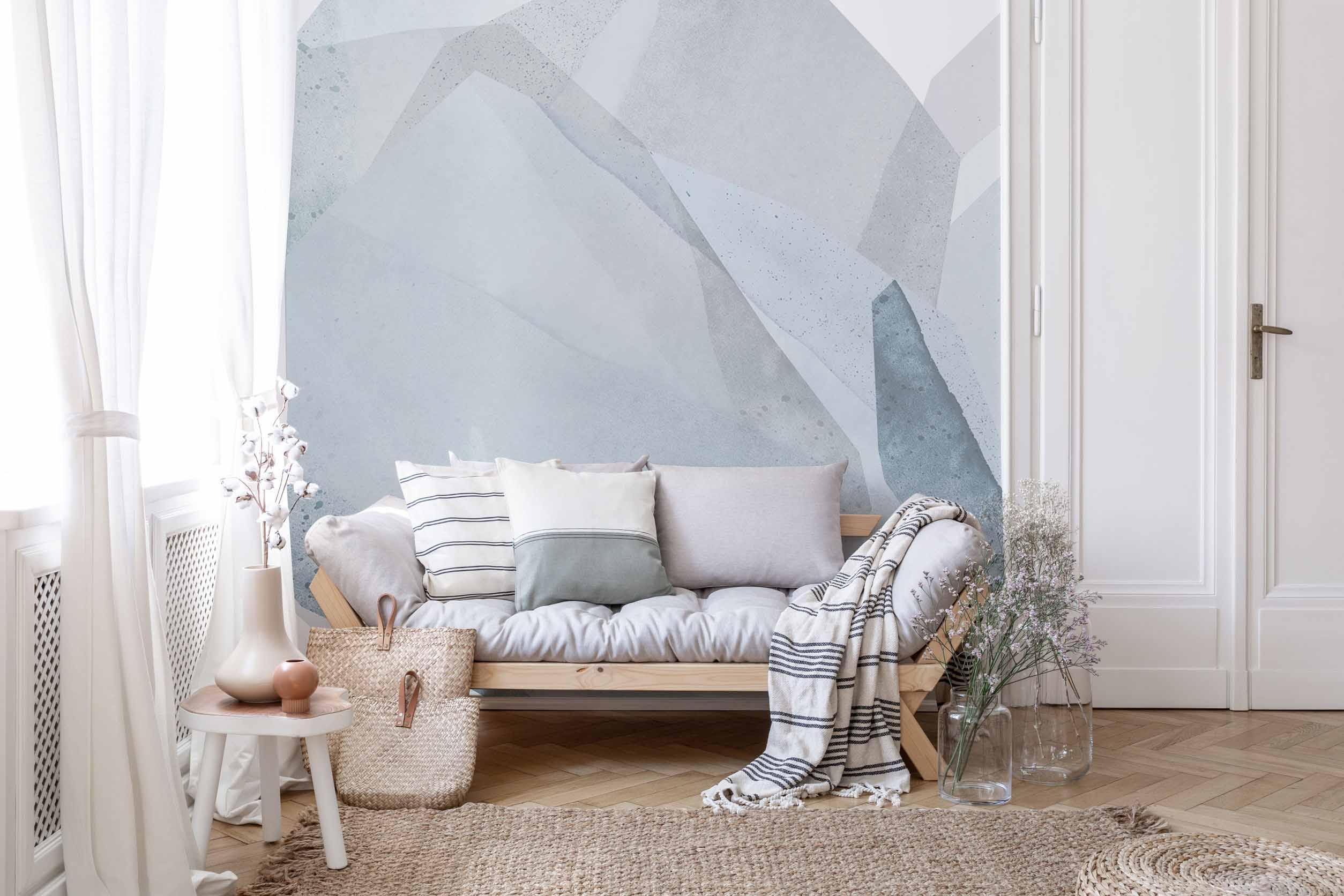 Natural Blue Creme Abstract 2 Wall Mural-Wall Mural-Eazywallz