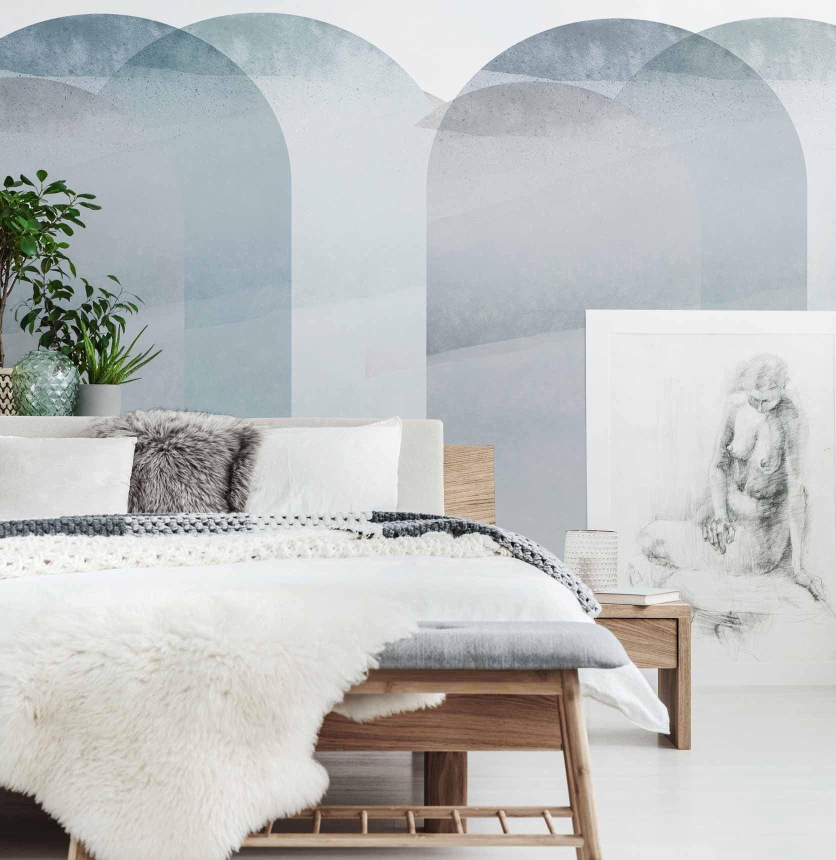 Natural Blue Creme Abstract Wall Mural-Wall Mural-Eazywallz