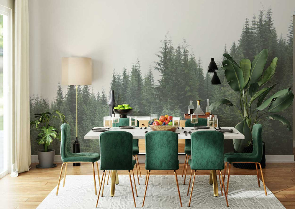 Natural Forest Tree Line Wall Mural - Forest Wallpaper - Eazywallz