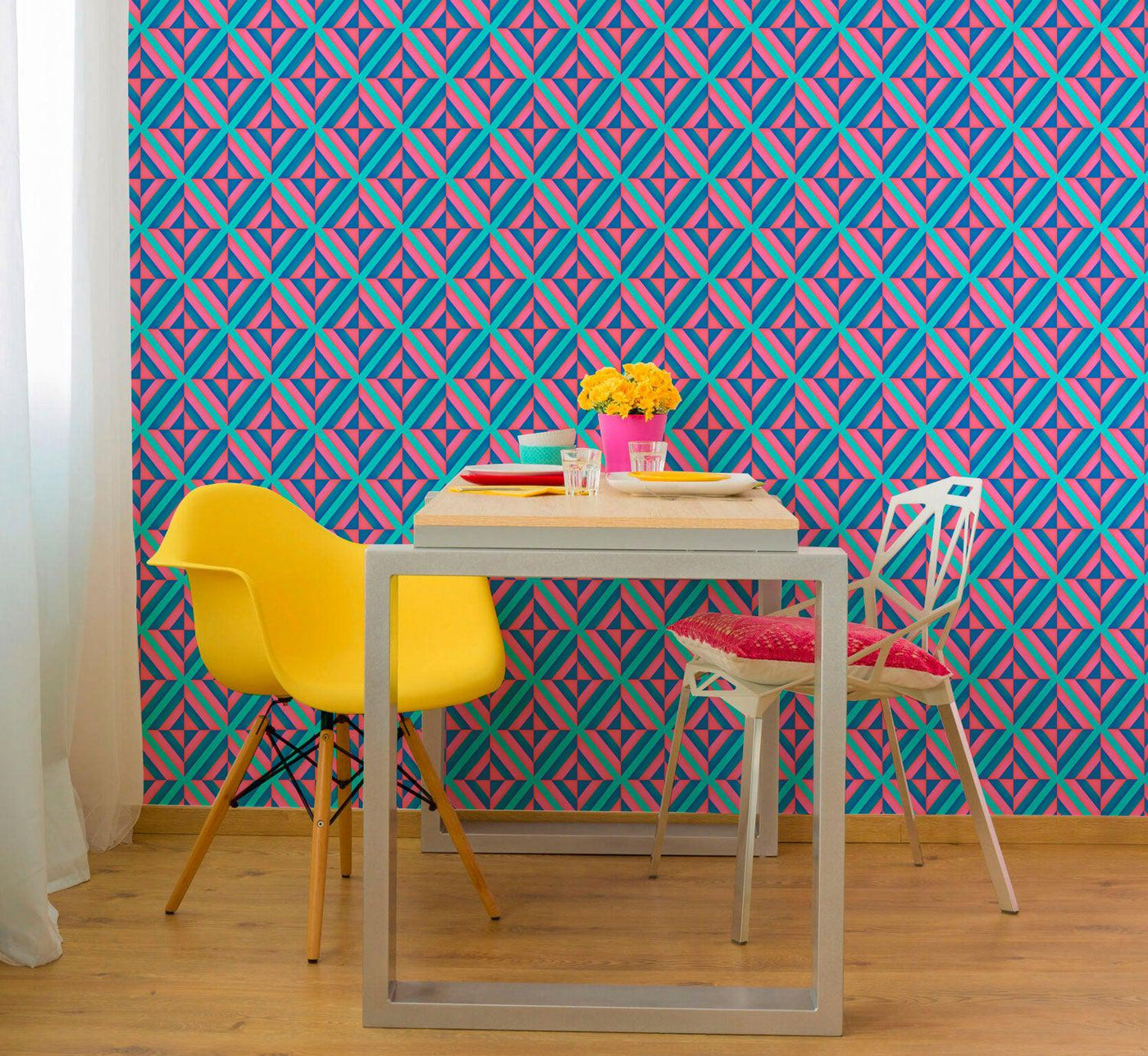 Neon Squares Wallpaper #551-Repeat Pattern Wallpaper-Eazywallz
