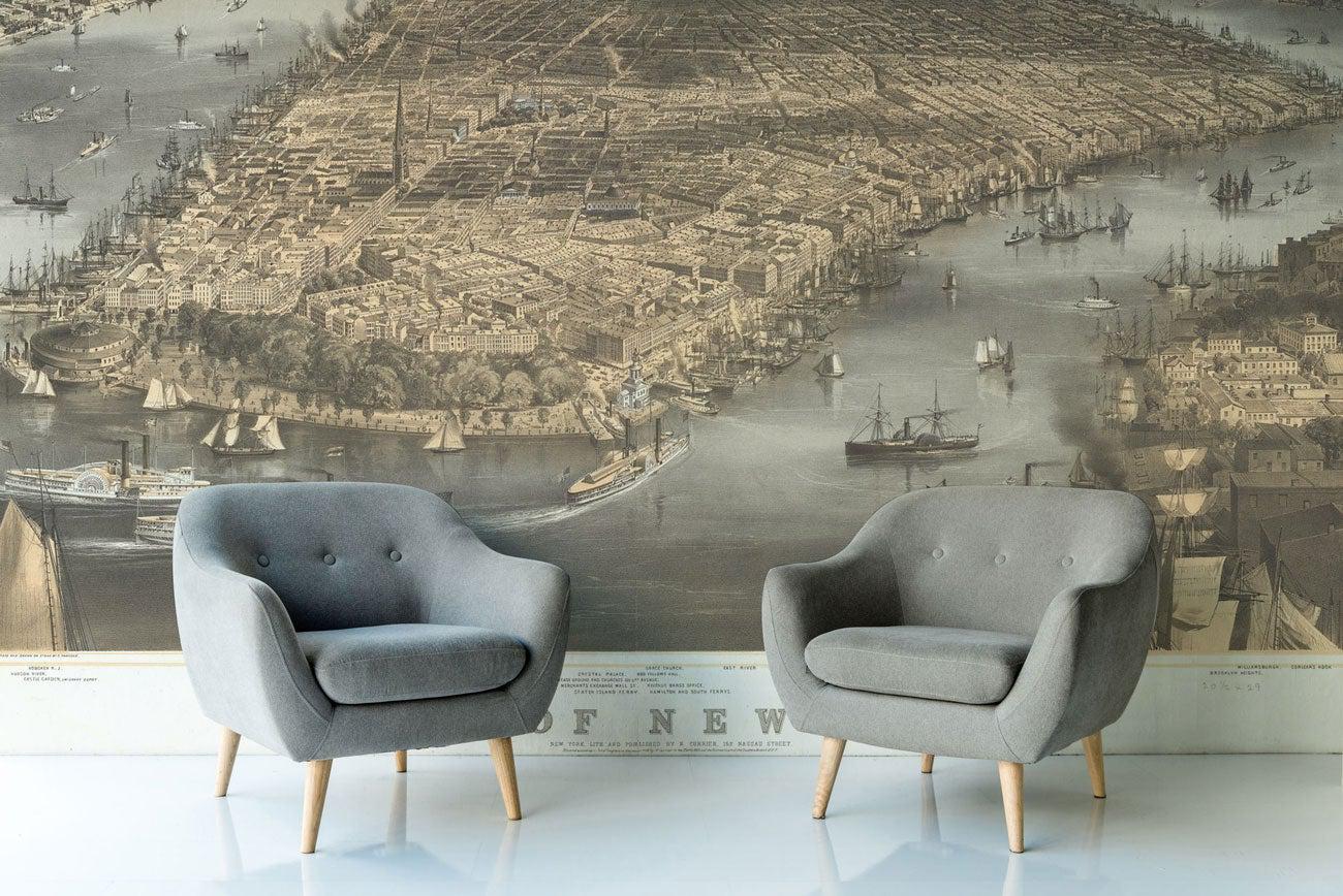 New York 1856 Wall Mural-Wall Mural-Eazywallz