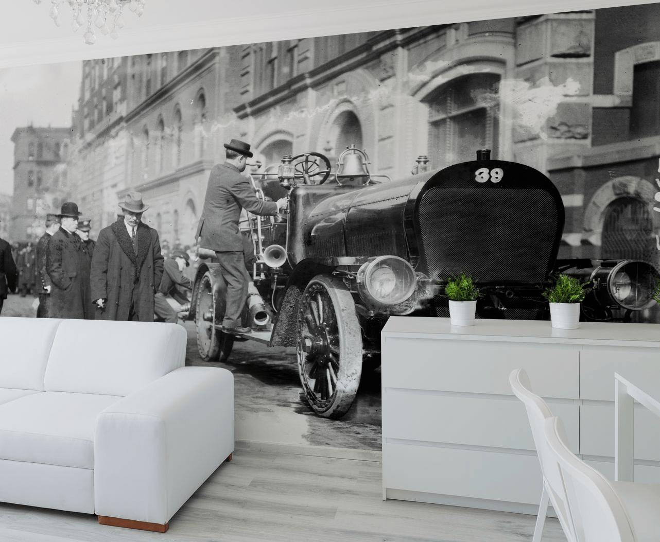 New York City Vintage Fire Engine Wall Mural-Wall Mural-Eazywallz