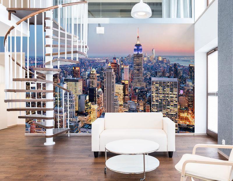 New York Skyline at Sun Down Wall Mural-Wall Mural-Eazywallz