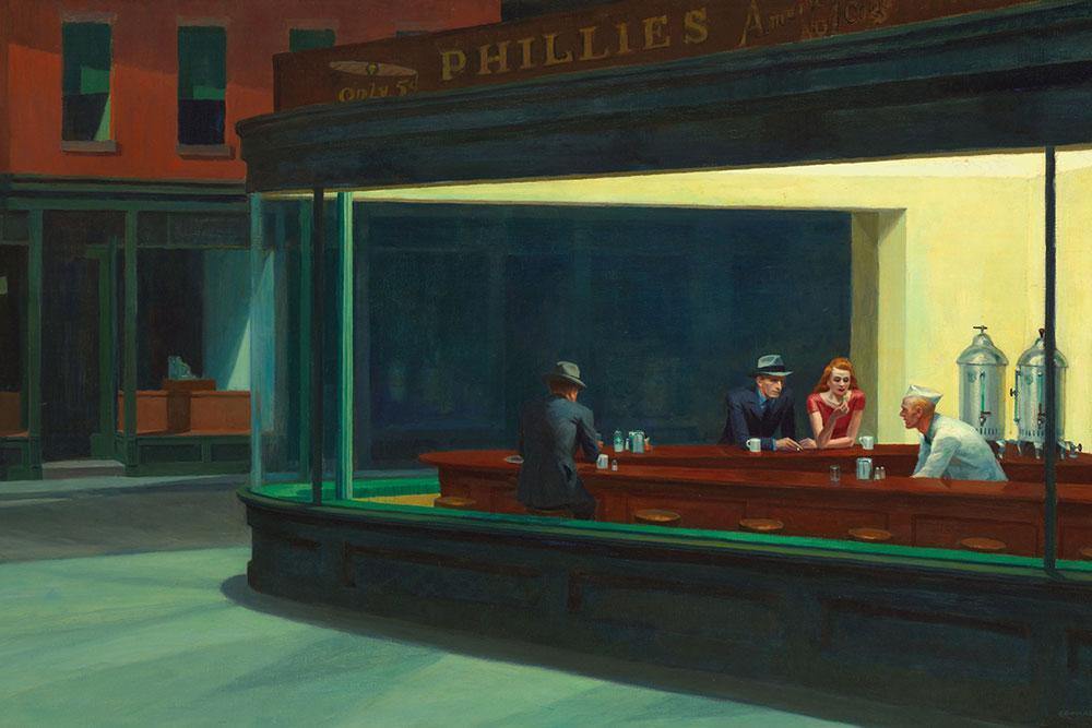 Nighthawks Painting Wallpaper Mural-Wall Mural-Eazywallz