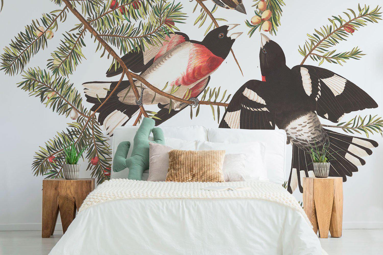 Old Red Grosbeak Bird Mural Wallpaper-Wall Mural-Eazywallz