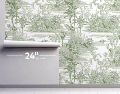 Olive Jungle Toile #274-Repeat Pattern Wallpaper-Eazywallz