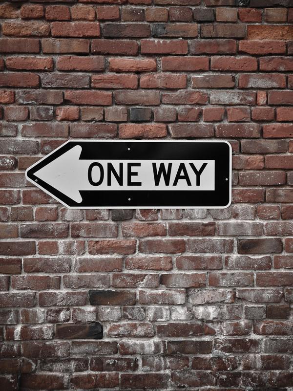 One Way Sign on brick wall Wall Mural-Wall Mural-Eazywallz