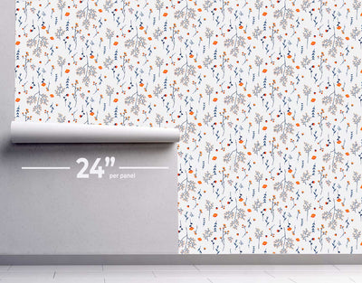 Orange Wild Flower Wallpaper #425-Repeat Pattern Wallpaper-Eazywallz