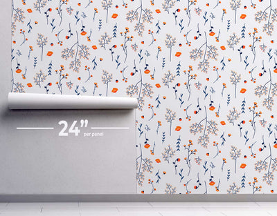 Orange Wild Flower Wallpaper #425-Repeat Pattern Wallpaper-Eazywallz
