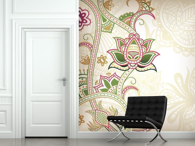 Oriental Floral Design Wall Mural-Wall Mural-Eazywallz