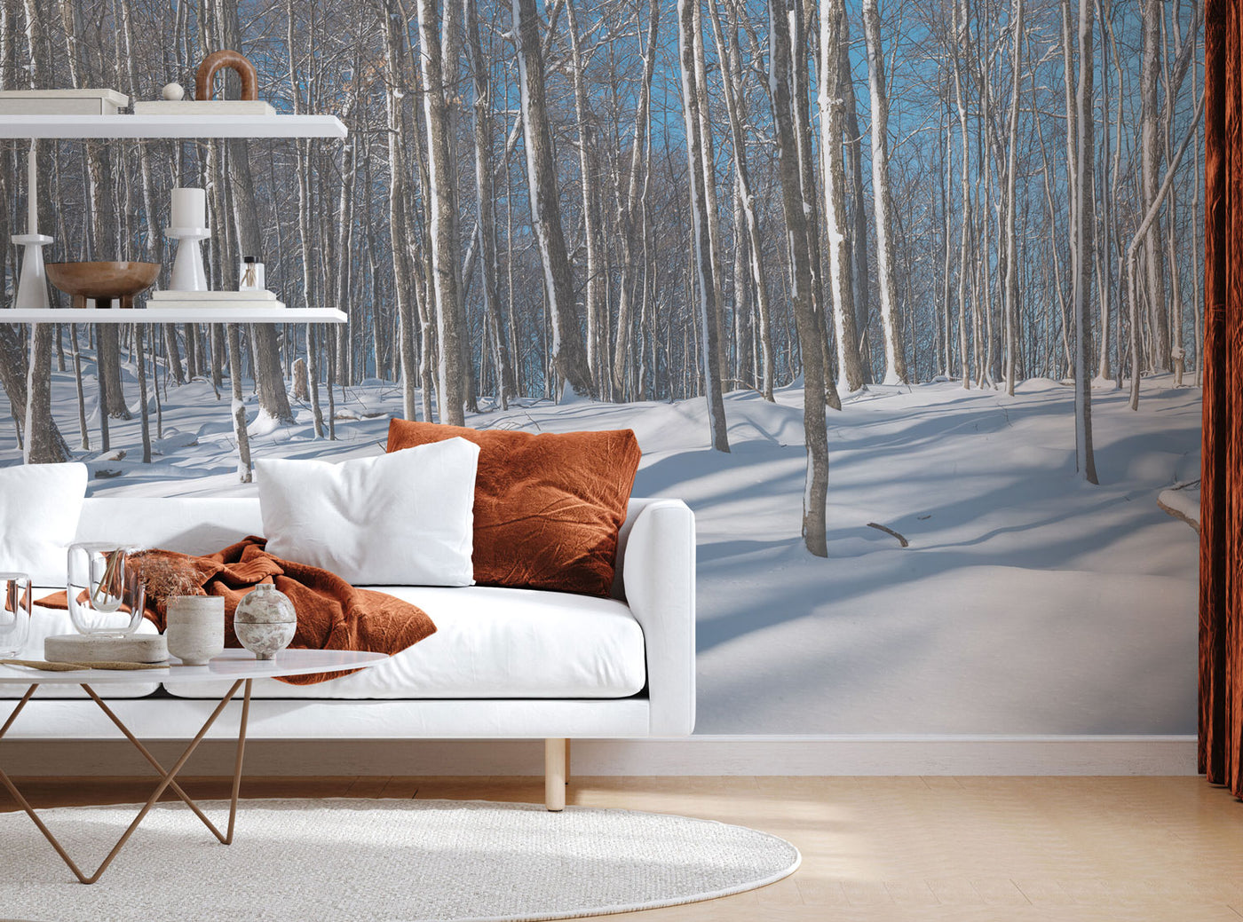 Panoramic Snowy Forest Wall Mural