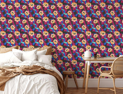 Painted Fall Flowers Wallpaper #555-Repeat Pattern Wallpaper-Eazywallz