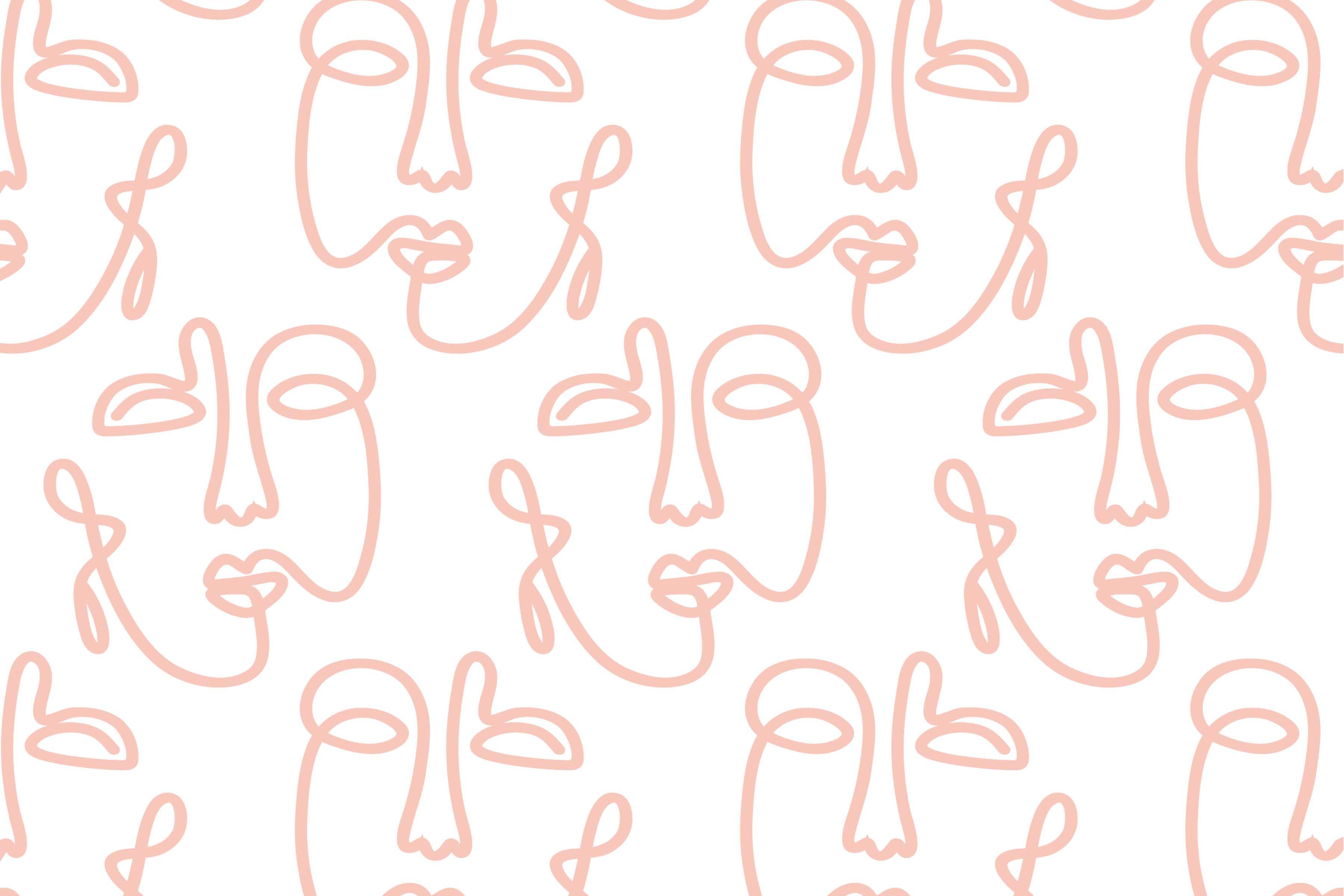 Pale Pink Empty Abstract Faces Wall Mural-Wall Mural-Eazywallz