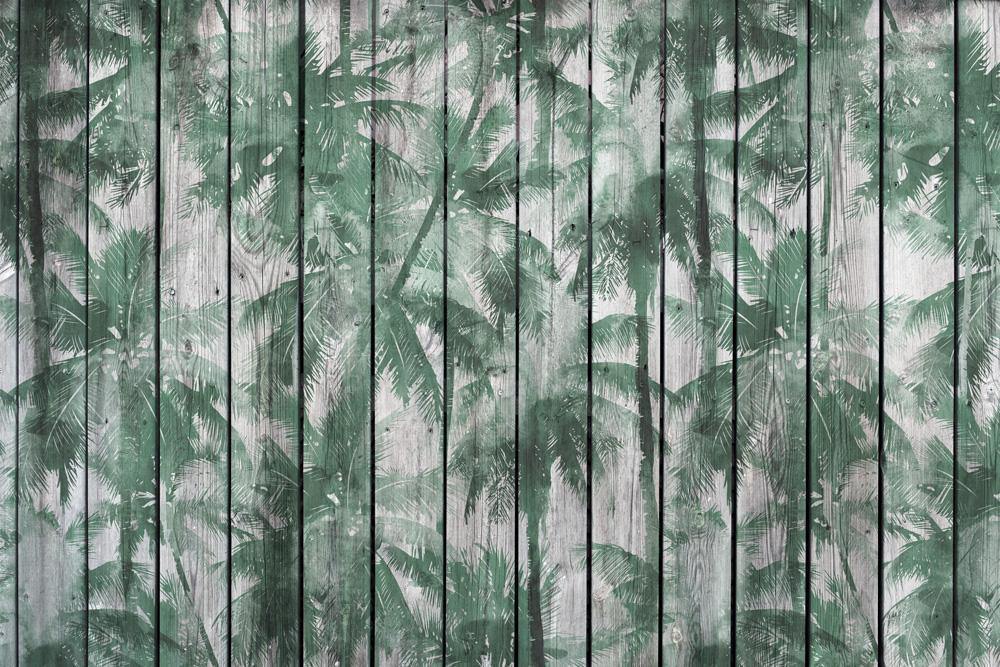 Palm Trees on Wood Planks Wall Mural-Wall Mural-Eazywallz