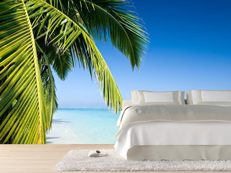 Palm tree on a tropical beach Wall Mural-Wall Mural-Eazywallz