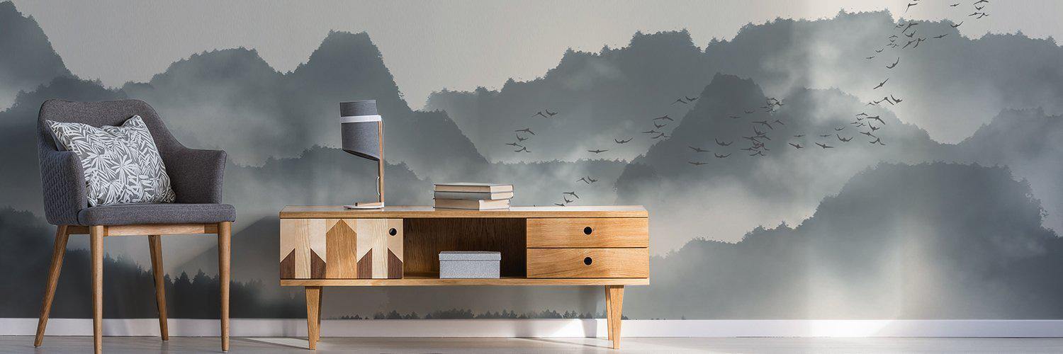 Panorama Forest & Mountains Wall Mural-Wall Mural-Eazywallz