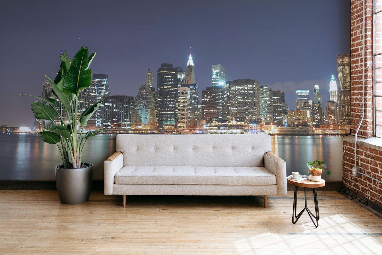 Panorama of Illuminated New York City Wall Mural-Wall Mural-Eazywallz