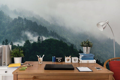 Panoramic Foggy Forest Overview Wall Mural-Wall Mural-Eazywallz