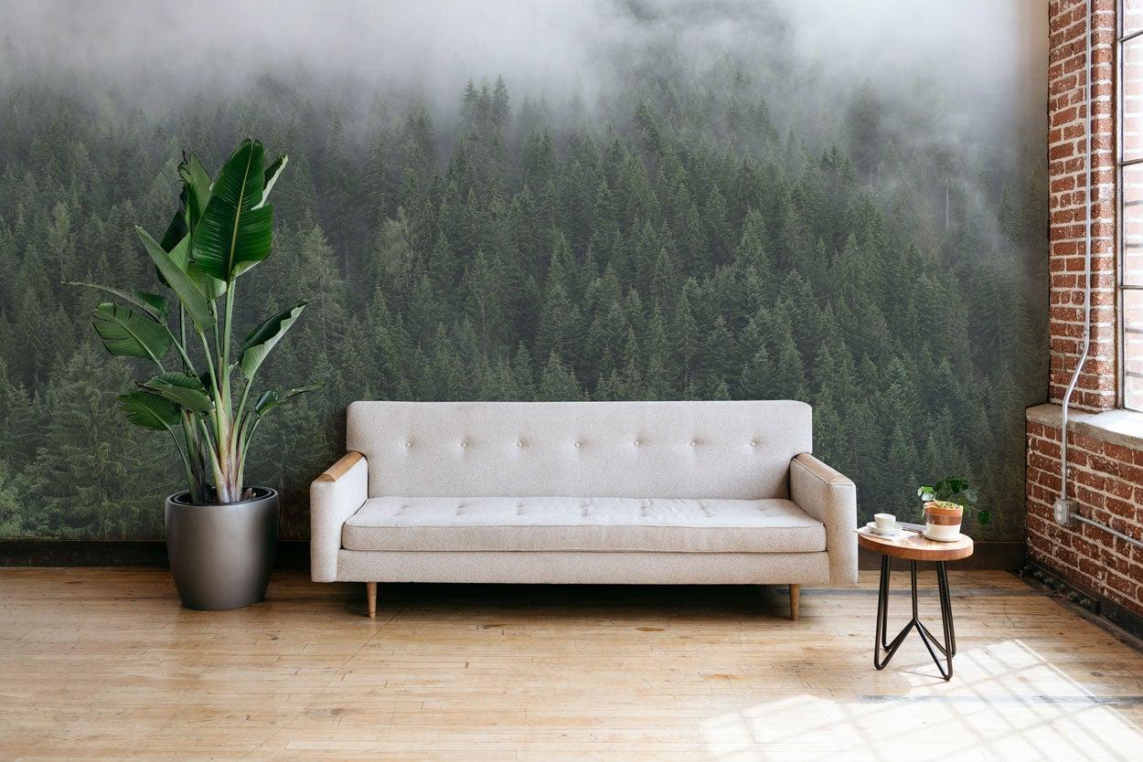 Panoramic Foggy Forest Wall Mural-Wall Mural-Eazywallz