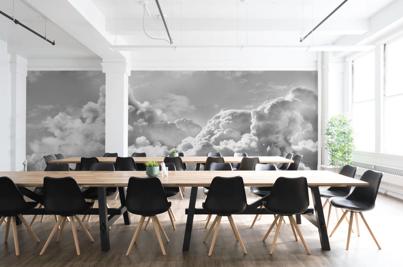 Panoramic Light Clouds Wall Mural | Eazywallz