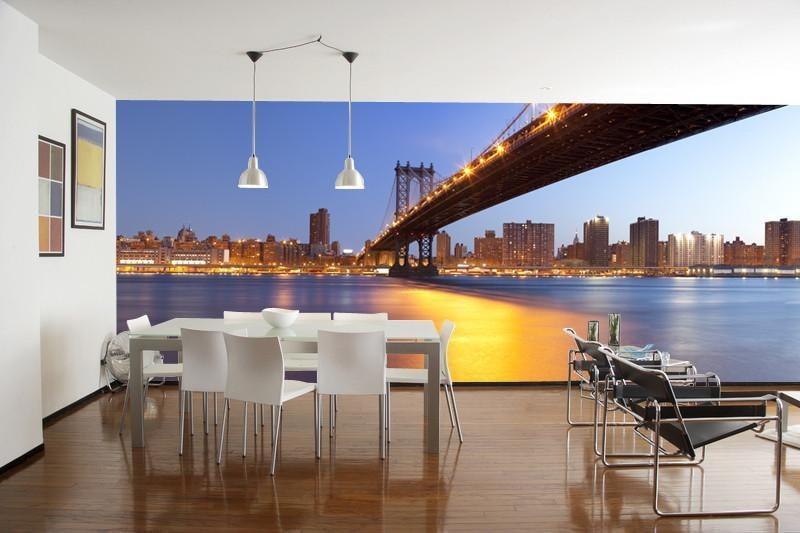 Panoramic Manhattan Bridge at Dawn Wall Mural-Wall Mural-Eazywallz