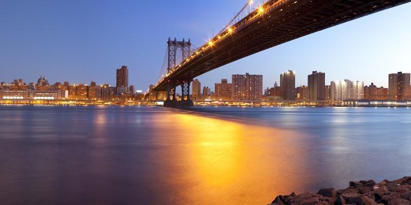Panoramic Manhattan Bridge at Dawn Wall Mural-Wall Mural-Eazywallz