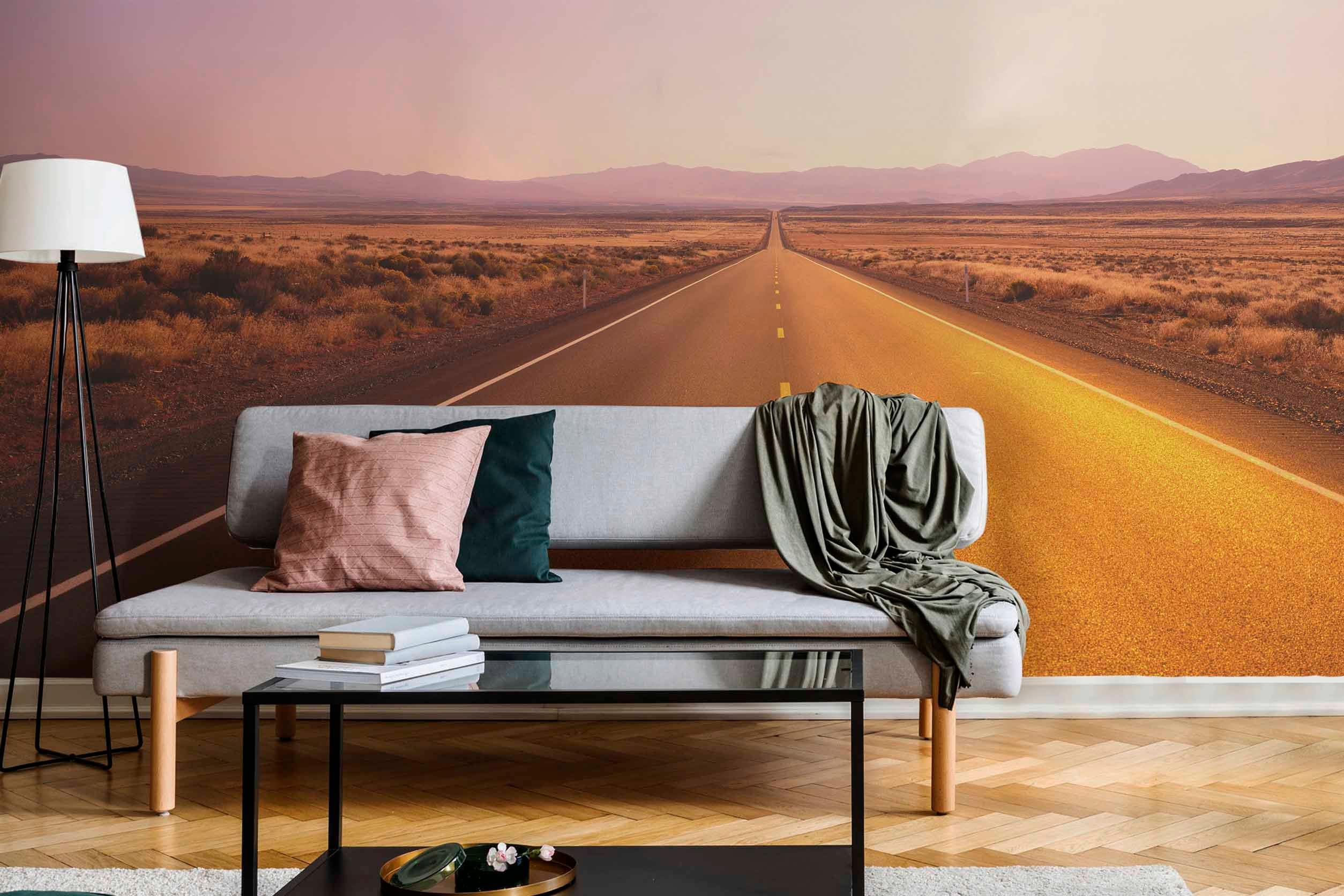 Panoramic Sunset Road Wall Mural-Wall Mural-Eazywallz